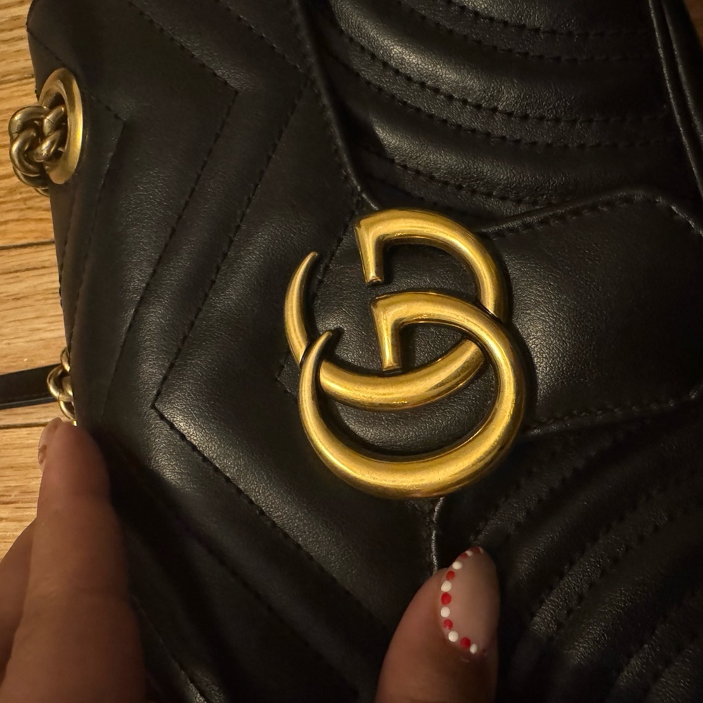 Gucci Black Quilted Leather Shoulder Bag with Gold Hardware